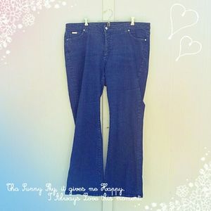 RARE 20 IMAN FLARED DENIM BLUE JEANS STRETCH