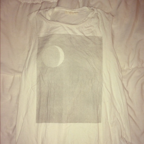 white and gray printed tank