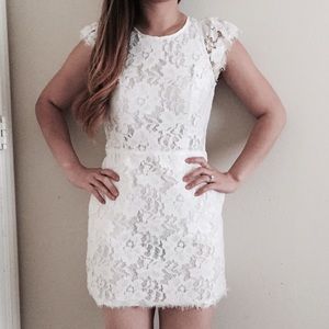 White Open Back Lace Mini Dress