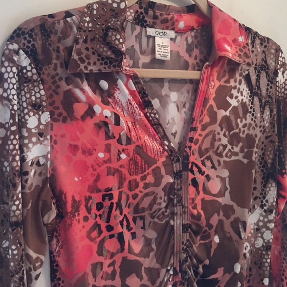 Multi colored animal print button down