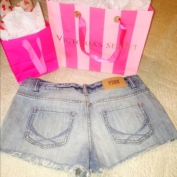 Victoria's Secret Distressed Denim Shorts - Picture 2 of 2