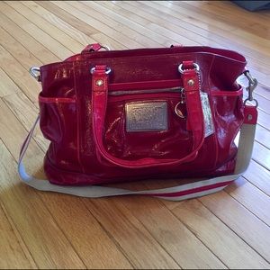 Coach Poppy Handbag - Patent Red