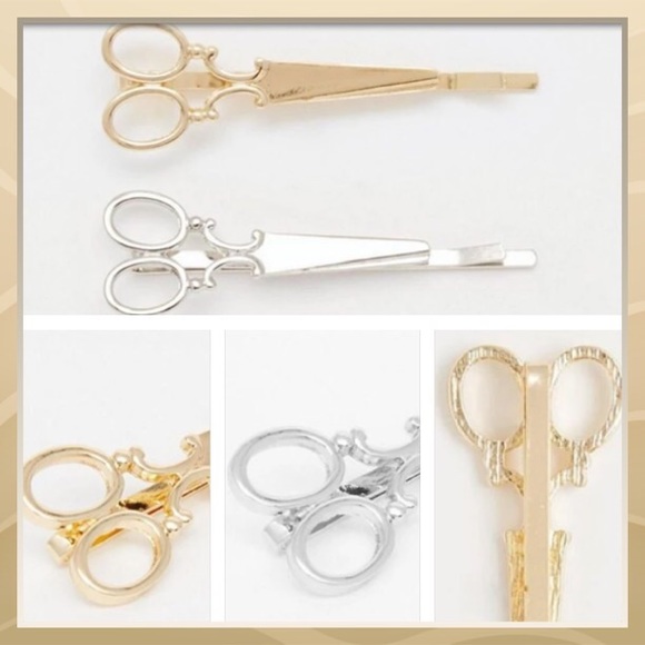 Set of 2 SILVER Scissors Hair Pins - Picture 2 of 4