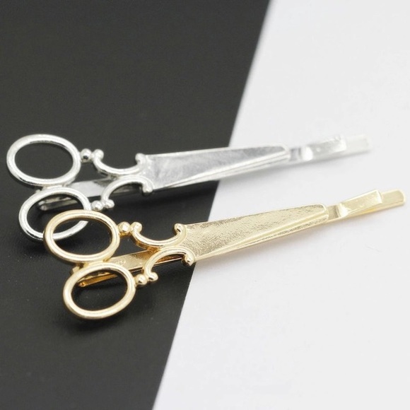 Set of 2 SILVER Scissors Hair Pins - Picture 3 of 4