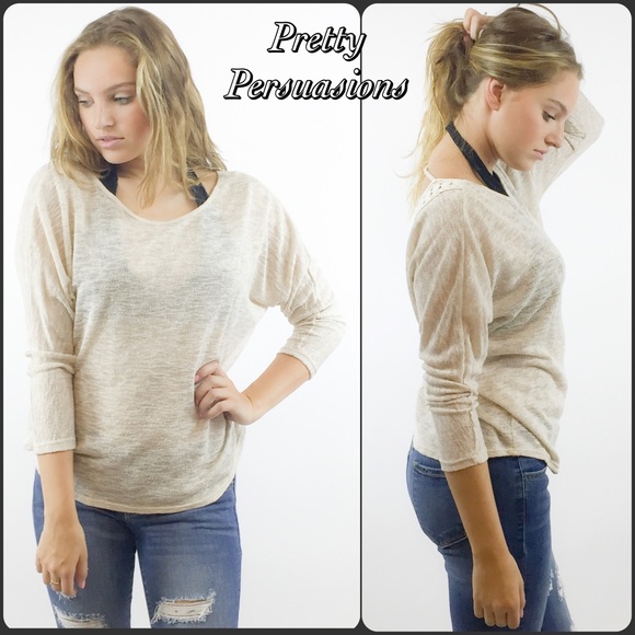 SOLD OUT Crochet Scoop Back Long Sleeve Knit Top - Picture 4 of 5
