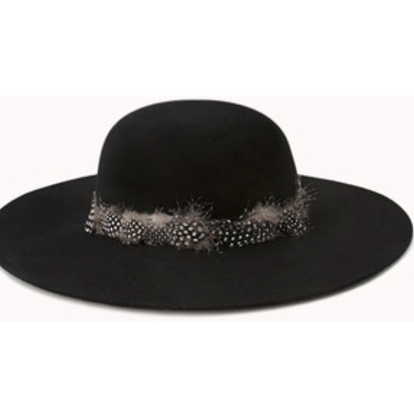 Black felt floppy hat awesome feather band - Picture 3 of 3