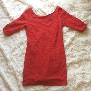 Red lace dress