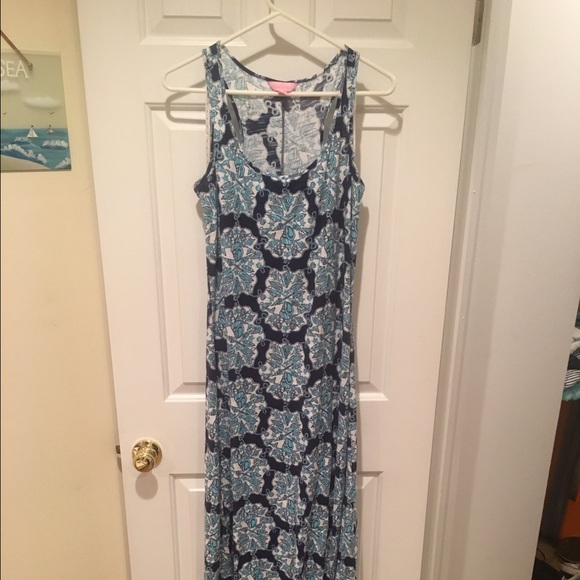Lilly Pulitzer blue shell maxi dress size large