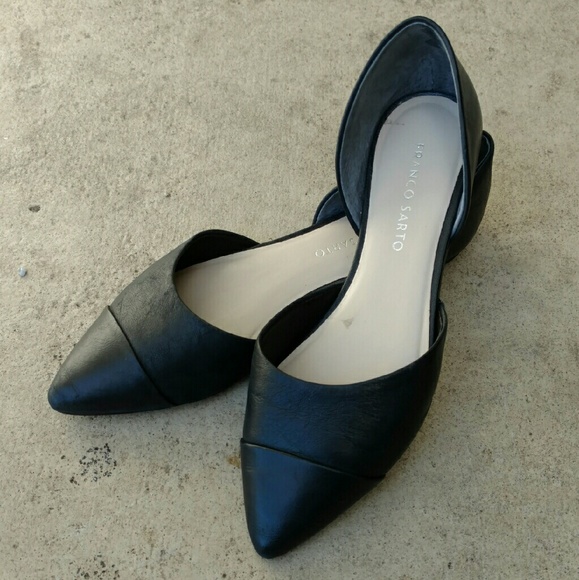 Franco Sarto black leather flats