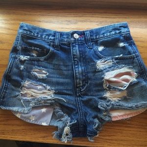Hollister American flag high waisted jean shorts