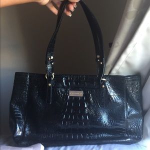 Brahmin Black Croc Embossed Bag