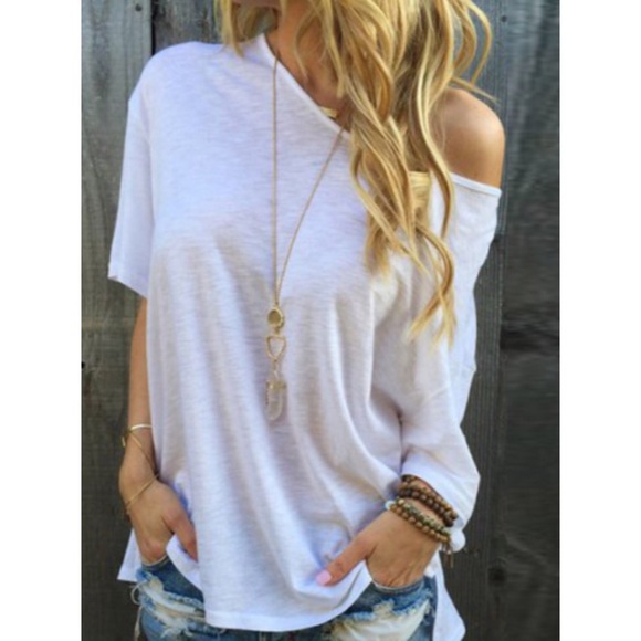 🌟Last One🌟 Size SMALL White Loose-fit Tee - Picture 2 of 4