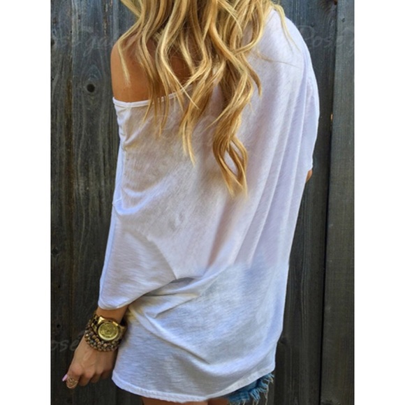 🌟Last One🌟 Size SMALL White Loose-fit Tee - Picture 3 of 4