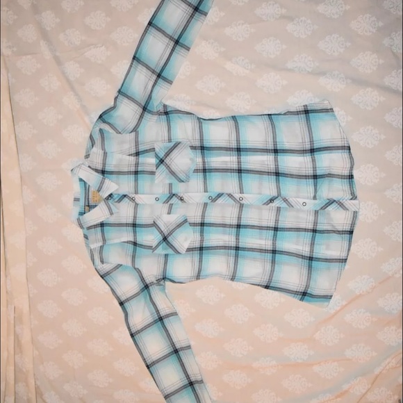 GUESS Flannel Light Blue Button Up