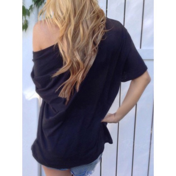 ❣Last One❣Black Loose-Fit Tee - Picture 3 of 4