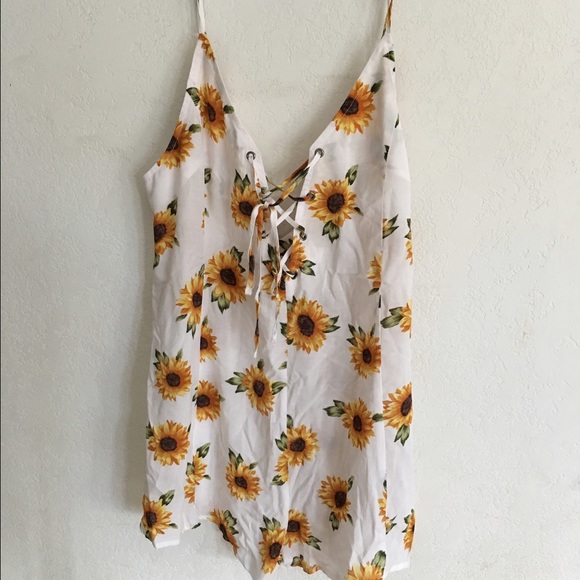 Sunflower Lace-Up Romper