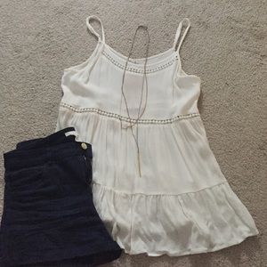 White boho tiered tank top