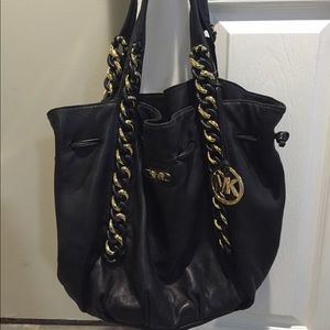 Michael Kors Black Leather Hobo bag with chain
