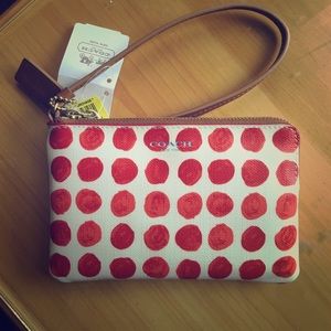 Coach Red Dotted Wristlet