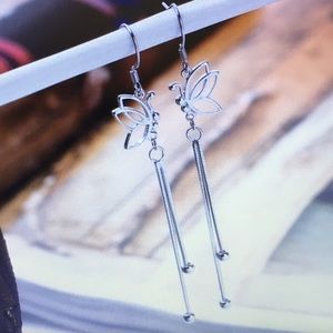 Silver Plated Butterfly Hook Earwire Earrings