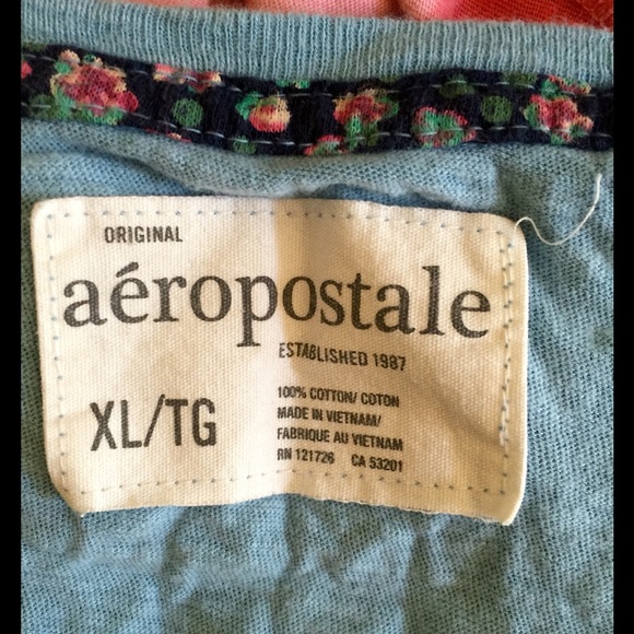 NWOT light blue Aeropostale t-shirt XL distressed - Picture 4 of 4