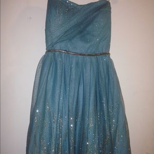 Teeze Me Blue & Gold Glittery Formal Dress
