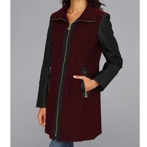Michael Kors Maroon + Leather Coat 🍷
