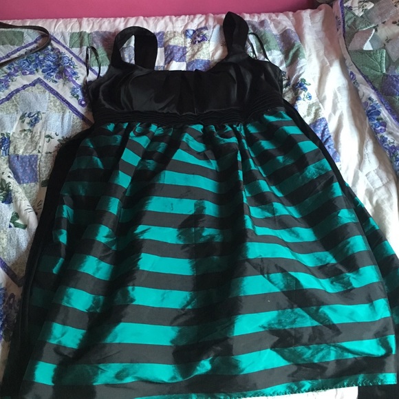 Teal and black city triangles dress