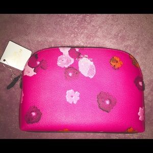 Coach Cosmetic Case pink floral make up black bag