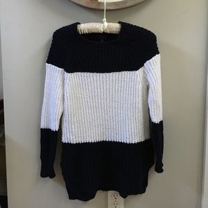 JCrew Navy and White Block Sweater