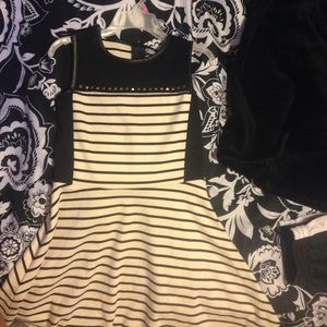 Black and white striped dress