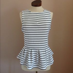 Mossimo black and white striped peplum tank