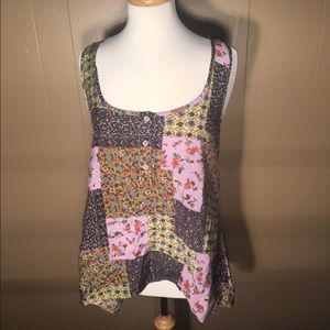 Floral multi pattern tank.