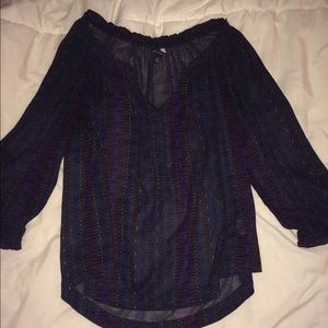 American Eagle blue and purple patterned top