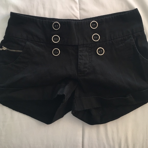 Black Button Shorts