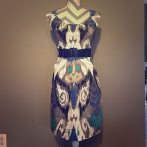 Gray work dress w/ all over print