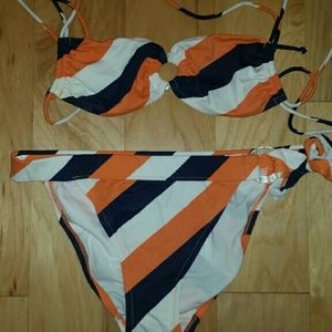 Strapped bandeau bikini w/ hardware detail , NWOT