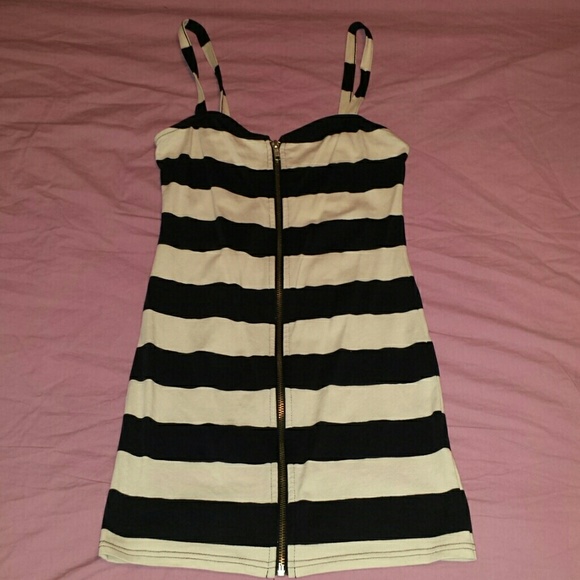 Black and cream striped mini dress