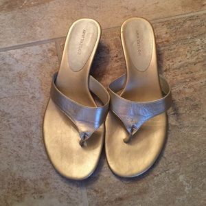 Gently used gold heeled Ann Taylor sandals