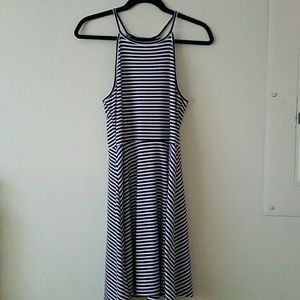 High Neck Striped Dress