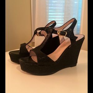 Black sparkle wedges