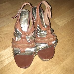Madden Girl brown and silver wedges