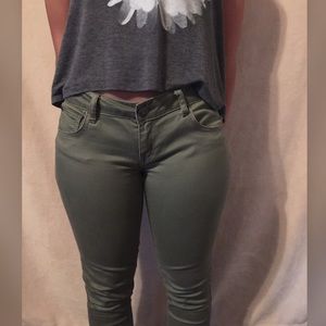 Army green skinny jeans