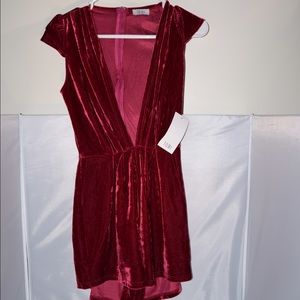 Velvet Burgundy Tobi Brand V-Neck Romper New XS