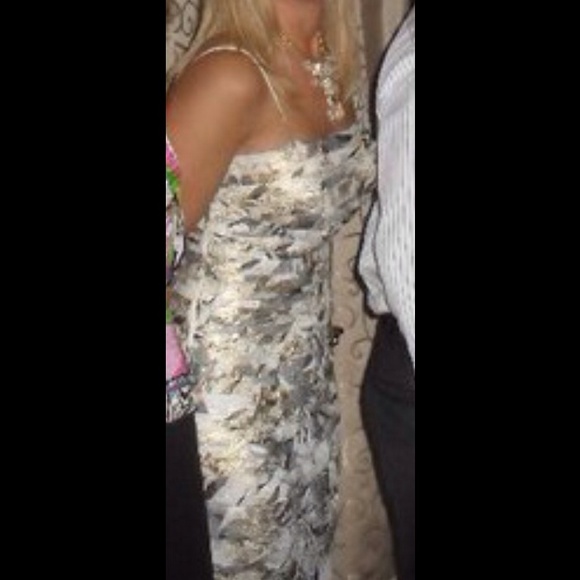 Gold metallic spaghetti strap dress