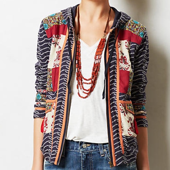 Anthropologie Lilka "Patchscape" Hoodie Jacket XS