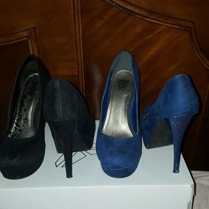 Black and Blue Suede heels