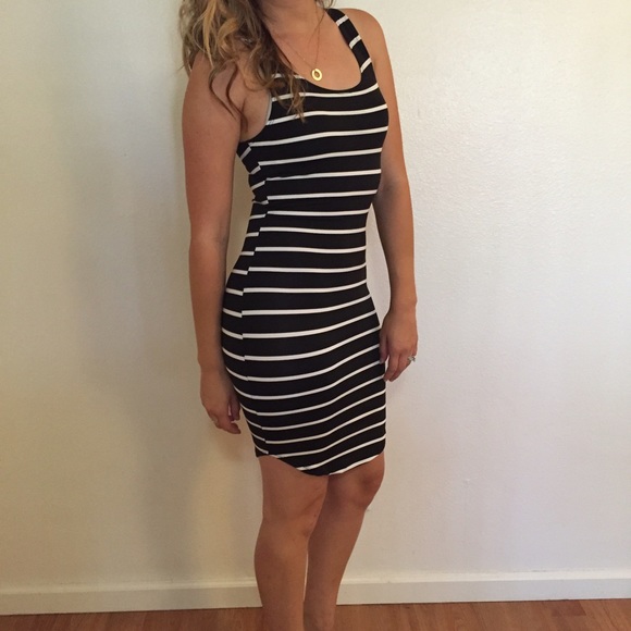 •LAST 1• Black Striped Curved Hem Tank Dress - Picture 3 of 4