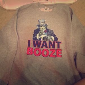 I want booze Uncle Sam crew neck sweatshirt