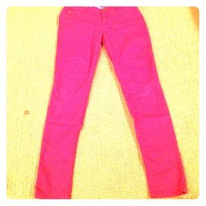 Violet/magenta jeans.